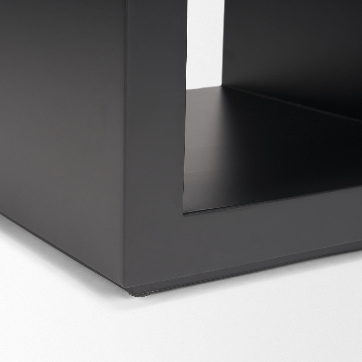 Vondra Matte Black Metal w/ Open Shelves Side table by Mercana at Eve Furniture