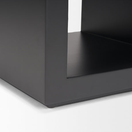 Vondra Matte Black Metal w/ Open Shelves Side table by Mercana at Eve Furniture