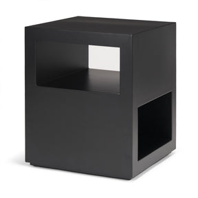 Vondra Matte Black Metal w/ Open Shelves Side table by Mercana at Eve Furniture