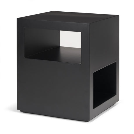 Vondra Matte Black Metal w/ Open Shelves Side table by Mercana at Eve Furniture