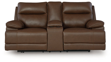 VonRyan Tobacco Dual Power Reclining Loveseat by Ashley at Eve Furniture