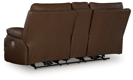 VonRyan Tobacco Dual Power Reclining Loveseat by Ashley at Eve Furniture