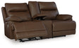 VonRyan Tobacco Dual Power Reclining Loveseat by Ashley at Eve Furniture