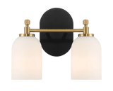 Vortex Two Lights Vanity in Traditional Style for Over Bathroom Mirror Wall Sconce 12.25"W × 10.125"H × 5.5"E With White Frosted Glass