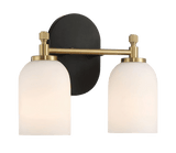 Vortex Two Lights Vanity in Traditional Style for Over Bathroom Mirror Wall Sconce 12.25"W × 10.125"H × 5.5"E With White Frosted Glass