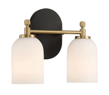 Vortex Two Lights Vanity in Traditional Style for Over Bathroom Mirror Wall Sconce 12.25"W × 10.125"H × 5.5"E With White Frosted Glass