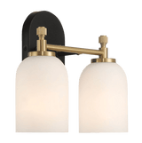 Vortex Two Lights Vanity in Traditional Style for Over Bathroom Mirror Wall Sconce 12.25"W × 10.125"H × 5.5"E With White Frosted Glass