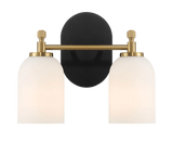 Vortex Two Lights Vanity in Traditional Style for Over Bathroom Mirror Wall Sconce 12.25"W × 10.125"H × 5.5"E With White Frosted Glass by Ashcroft Furniture at Eve Furniture
