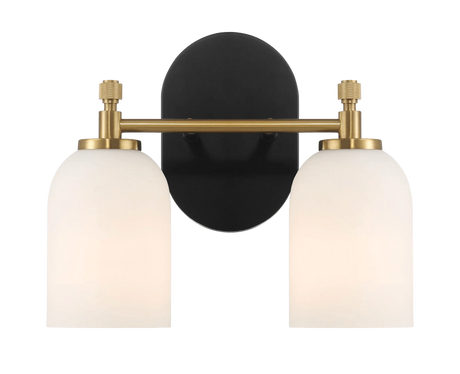 Vortex Two Lights Vanity in Traditional Style for Over Bathroom Mirror Wall Sconce 12.25"W × 10.125"H × 5.5"E With White Frosted Glass by Ashcroft Furniture at Eve Furniture