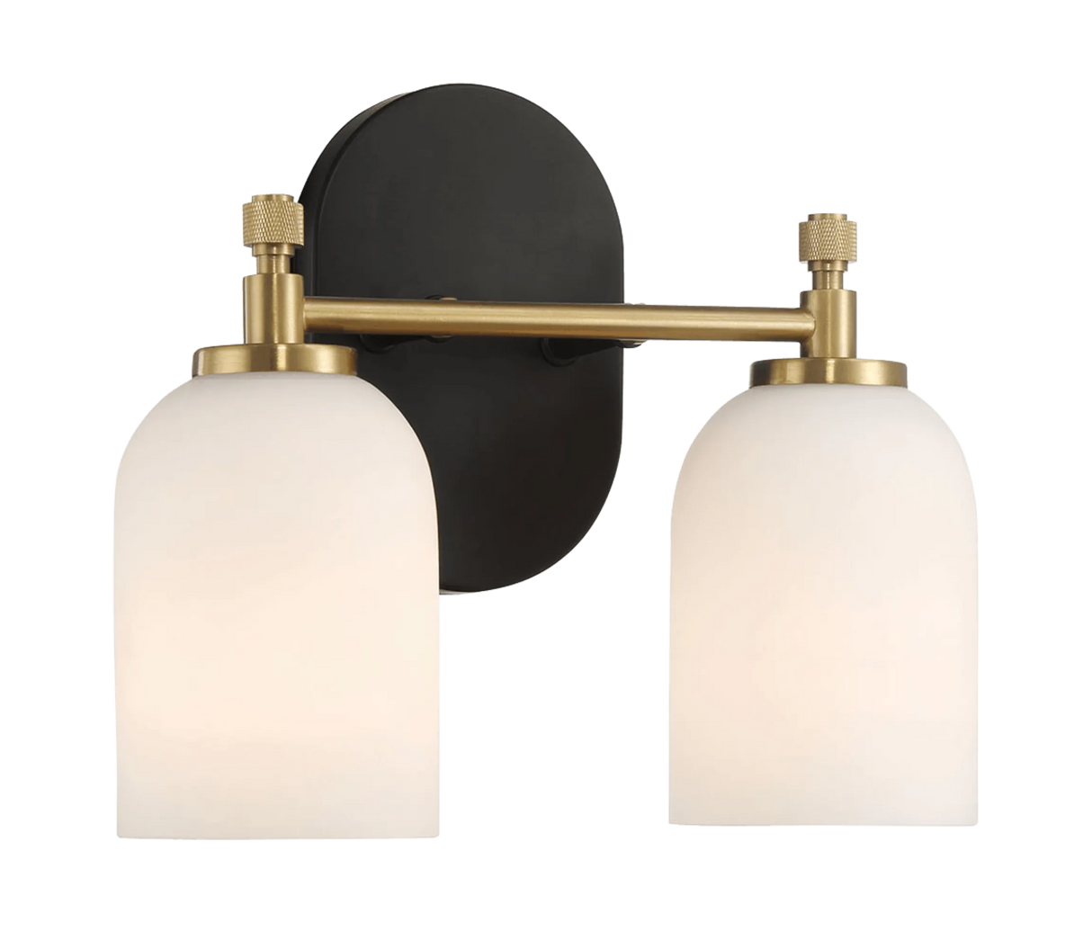 Vortex Two Lights Vanity in Traditional Style for Over Bathroom Mirror Wall Sconce 12.25"W × 10.125"H × 5.5"E With White Frosted Glass by Ashcroft Furniture at Eve Furniture