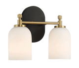 Vortex Two Lights Vanity in Traditional Style for Over Bathroom Mirror Wall Sconce 12.25"W × 10.125"H × 5.5"E With White Frosted Glass by Ashcroft Furniture at Eve Furniture