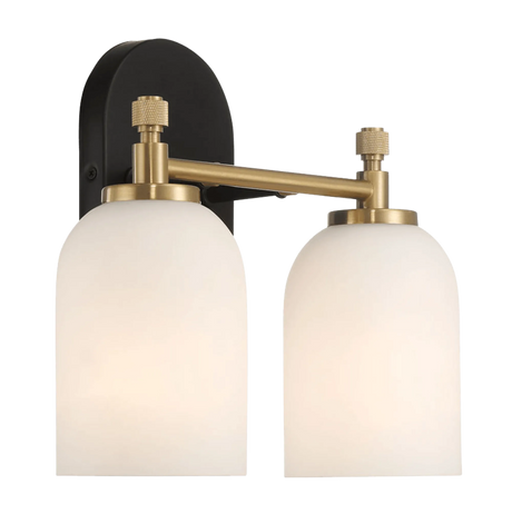 Vortex Two Lights Vanity in Traditional Style for Over Bathroom Mirror Wall Sconce 12.25"W × 10.125"H × 5.5"E With White Frosted Glass by Ashcroft Furniture at Eve Furniture