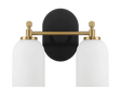 Vortex Two Lights Vanity in Traditional Style for Over Bathroom Mirror Wall Sconce 12.25"W × 10.125"H × 5.5"E With White Frosted Glass by Ashcroft Furniture at Eve Furniture