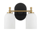 Vortex Two Lights Vanity in Traditional Style for Over Bathroom Mirror Wall Sconce 12.25"W × 10.125"H × 5.5"E With White Frosted Glass by Ashcroft Furniture at Eve Furniture
