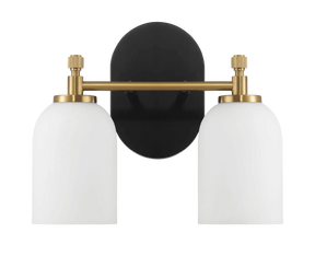 Vortex Two Lights Vanity in Traditional Style for Over Bathroom Mirror Wall Sconce 12.25"W × 10.125"H × 5.5"E With White Frosted Glass by Ashcroft Furniture at Eve Furniture