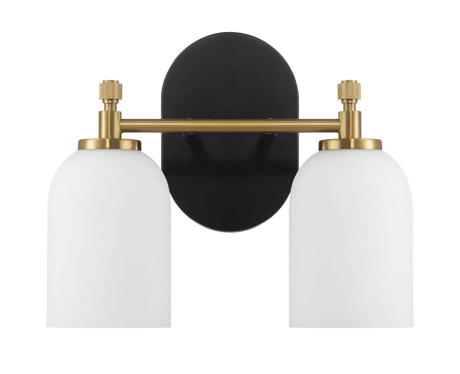 Vortex Two Lights Vanity in Traditional Style for Over Bathroom Mirror Wall Sconce 12.25"W × 10.125"H × 5.5"E With White Frosted Glass by Ashcroft Furniture at Eve Furniture