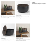 Voss Black Metal w/ Dark Wood Lid Canister by Mercana at Eve Furniture