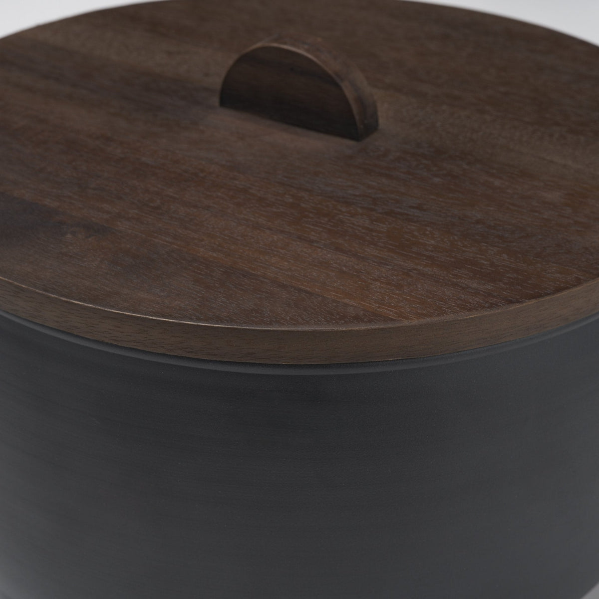 Voss Black Metal w/ Dark Wood Lid Canister by Mercana at Eve Furniture