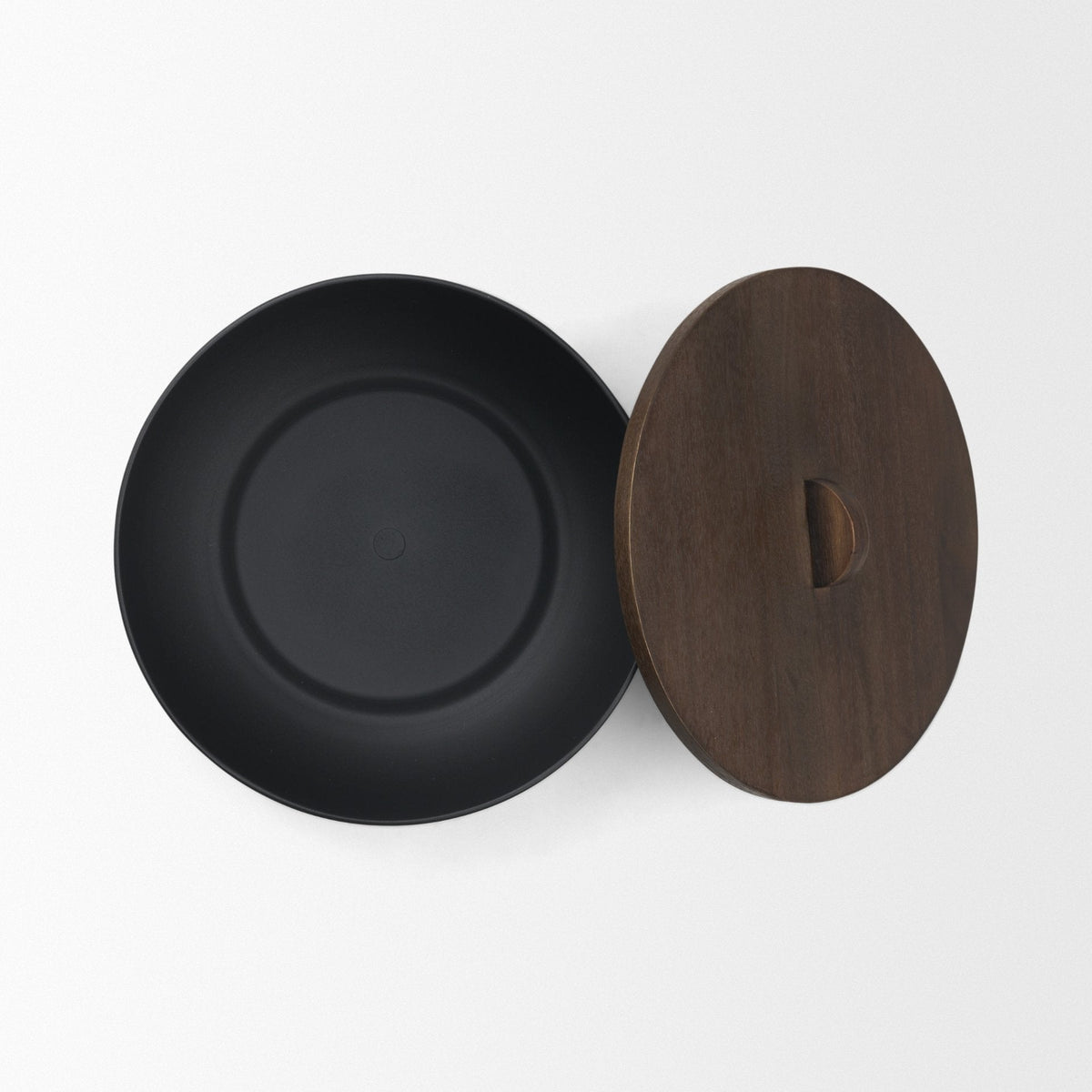 Voss Black Metal w/ Dark Wood Lid Canister by Mercana at Eve Furniture