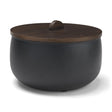 Voss Black Metal w/ Dark Wood Lid Canister by Mercana at Eve Furniture