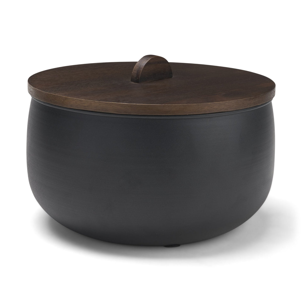 Voss Black Metal w/ Dark Wood Lid Canister by Mercana at Eve Furniture