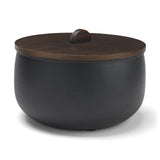 Voss Black Metal w/ Dark Wood Lid Canister by Mercana at Eve Furniture