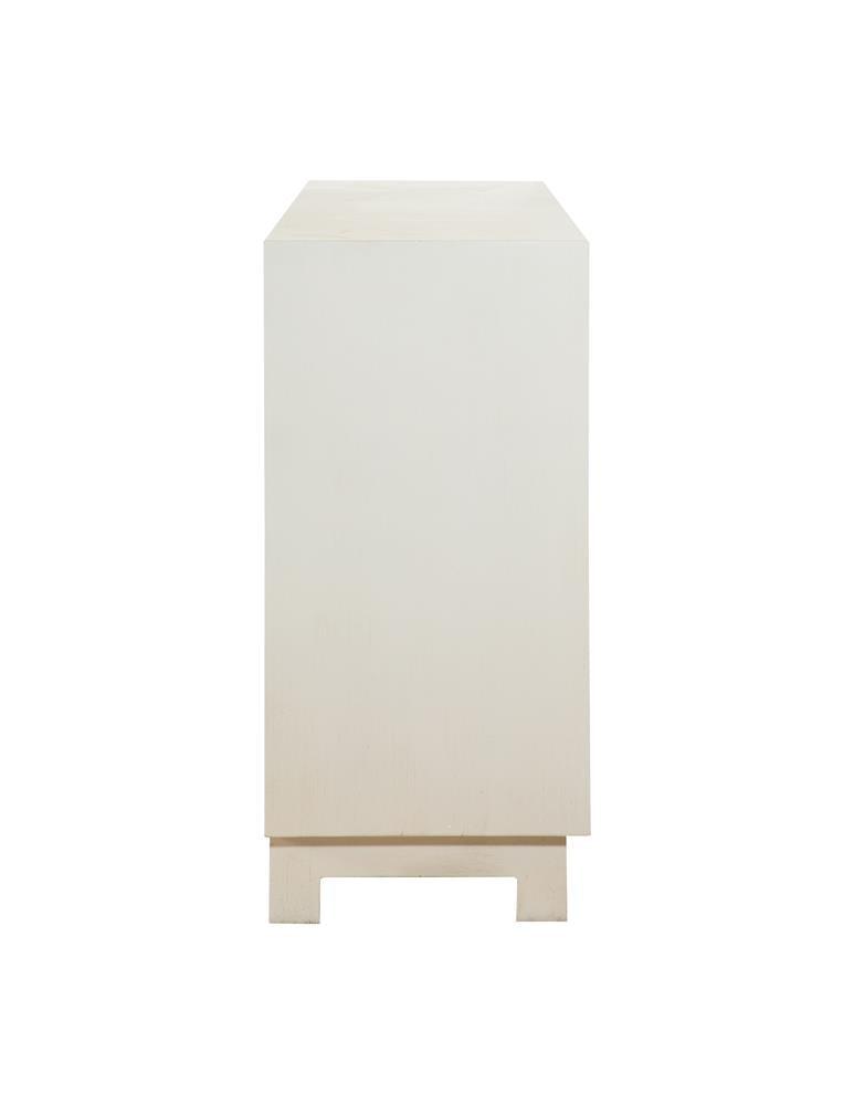 Voula White/Gold Rectangular 4-Door Accent Cabinet by Coaster at Eve Furniture