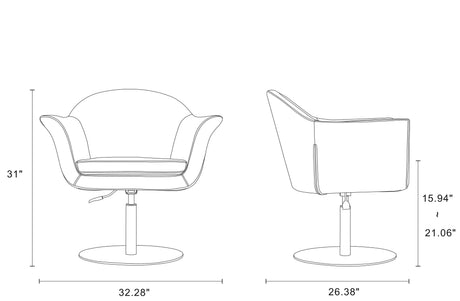 Voyager Swivel Adjustable Accent Chair in Barley and Brushed Metal by Manhattan Comfort at Eve Furniture