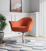 Voyager Swivel Adjustable Accent Chair in Orange and Brushed Metal by Manhattan Comfort at Eve Furniture
