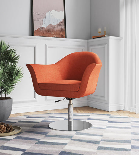 Voyager Swivel Adjustable Accent Chair in Orange and Brushed Metal by Manhattan Comfort at Eve Furniture