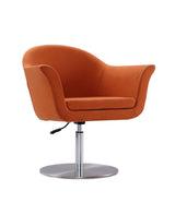 Voyager Swivel Adjustable Accent Chair in Orange and Brushed Metal (set of 2) by Manhattan Comfort at Eve Furniture