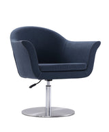 Voyager Swivel Adjustable Accent Chair in Smokey Blue and Brushed Metal (set of 2) by Manhattan Comfort at Eve Furniture