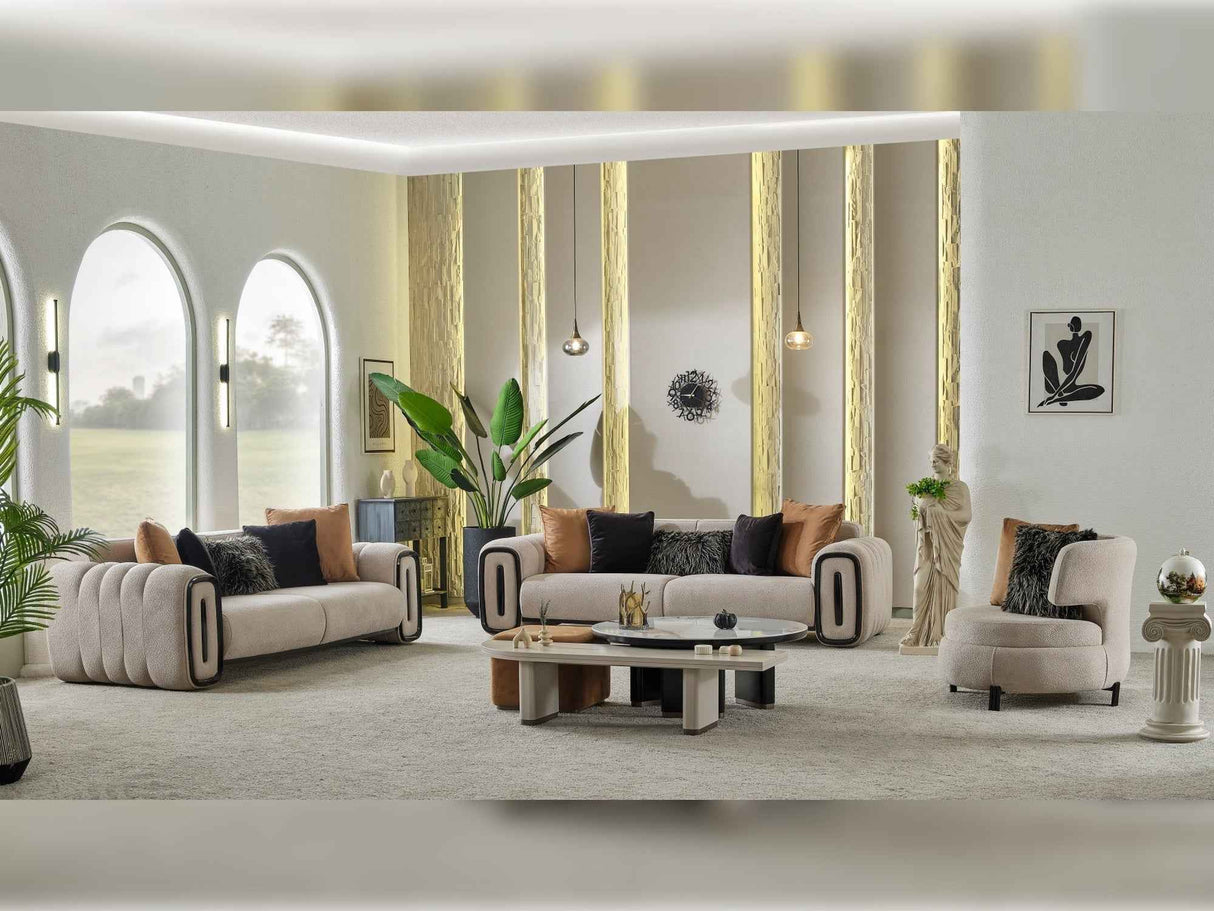 Voyance 4-pieces (2 Four Seat Sofa & 2 Chair) Livingroom Set in Beige