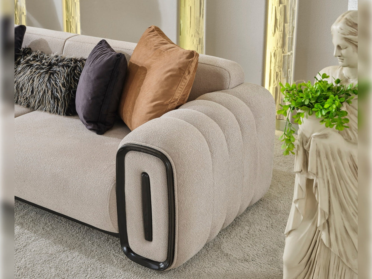 Voyance 4-pieces (2 Four Seat Sofa & 2 Chair) Livingroom Set in Beige by Furnia at Eve Furniture