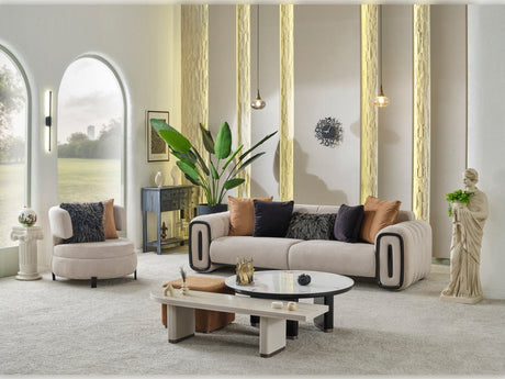 Voyance Beige 4-pieces (2 Four Seat Sofa & 2 Chair) Living Room Set by Furnia at Eve Furniture