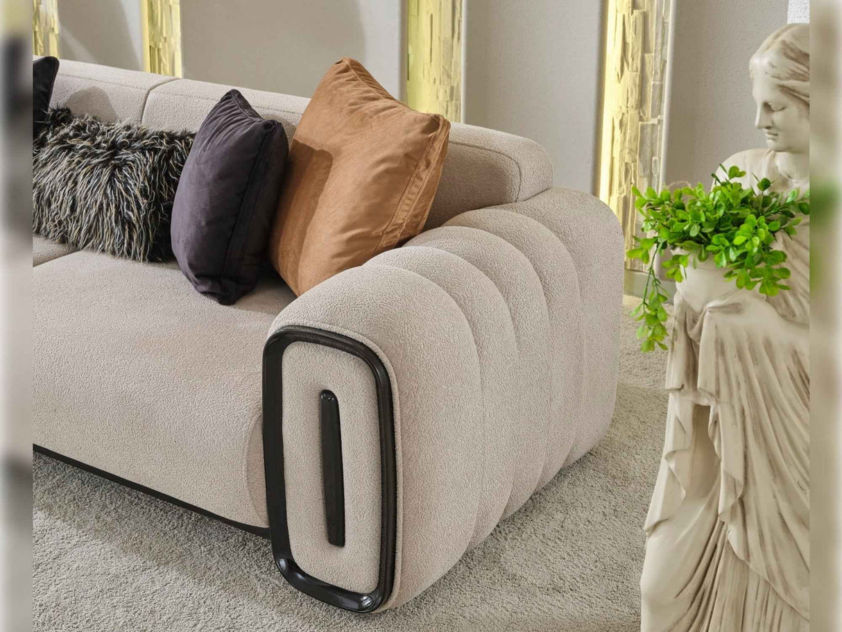 Voyance Beige Stationary 4 Seat Sofa by Furnia at Eve Furniture