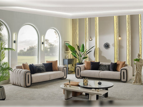 Voyance Beige Stationary 4 Seat Sofa by Furnia at Eve Furniture