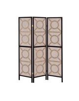 Vulcan Tan/Cappuccino 3-Panel Geometric Folding Screen by Coaster at Eve Furniture