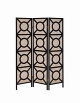 Vulcan Tan/Cappuccino 3-Panel Geometric Folding Screen by Coaster at Eve Furniture