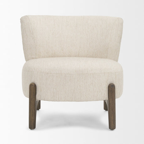 Vyra Dark Brown Wood w/ Cream Fabric Accent Chair by Mercana at Eve Furniture
