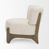 Vyra Dark Brown Wood w/ Cream Fabric Accent Chair by Mercana at Eve Furniture