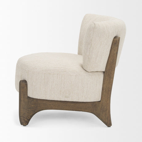 Vyra Dark Brown Wood w/ Cream Fabric Accent Chair by Mercana at Eve Furniture