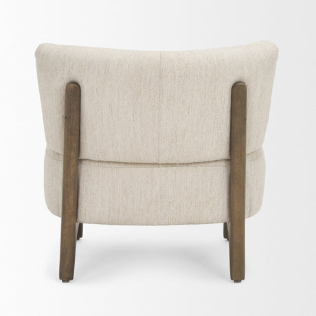Vyra Dark Brown Wood w/ Cream Fabric Accent Chair by Mercana at Eve Furniture
