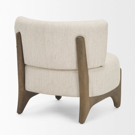 Vyra Dark Brown Wood w/ Cream Fabric Accent Chair by Mercana at Eve Furniture