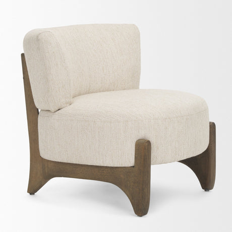 Vyra Dark Brown Wood w/ Cream Fabric Accent Chair by Mercana at Eve Furniture
