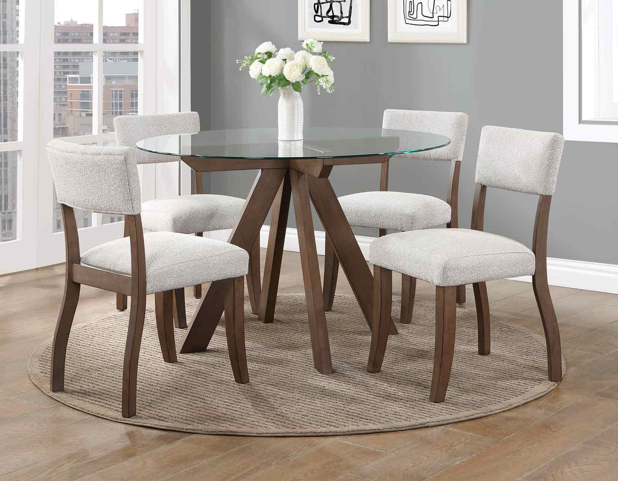 Wade 48-inch Glass Top 5-Piece Dining Set(Table & 4 Side Chairs)