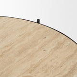 Wade Travertine Marble w/ Matte Black Metal Coffee Tables by Mercana at Eve Furniture