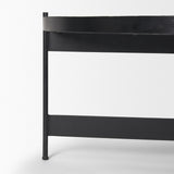 Wade Travertine Marble w/ Matte Black Metal Coffee Tables by Mercana at Eve Furniture