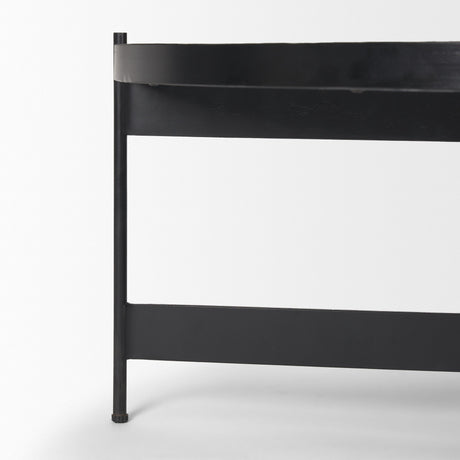 Wade Travertine Marble w/ Matte Black Metal Coffee Tables by Mercana at Eve Furniture