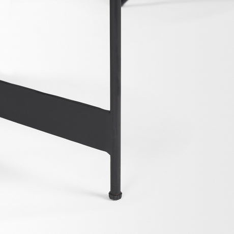 Wade Travertine Marble w/ Matte Black Metal Coffee Tables by Mercana at Eve Furniture